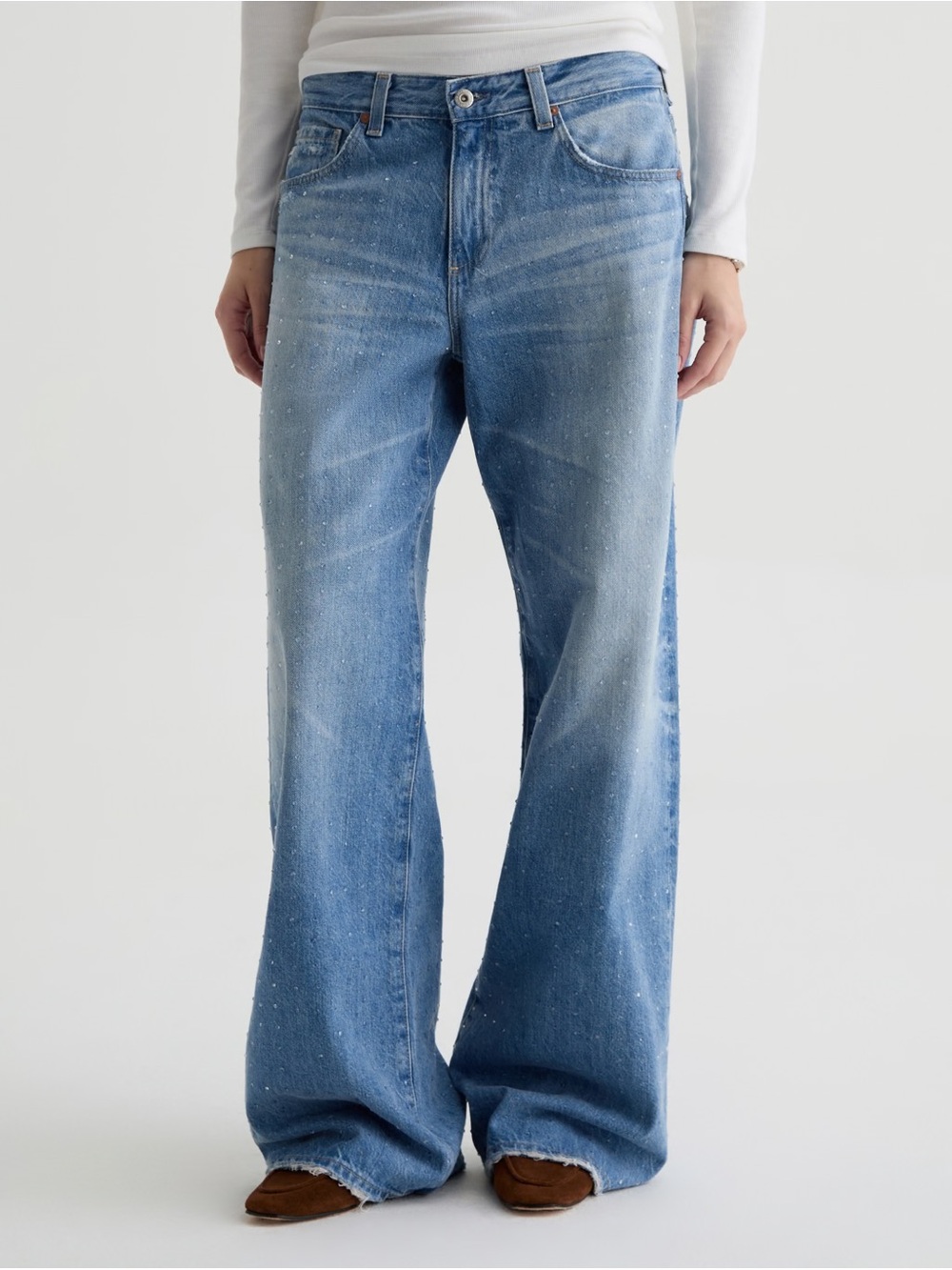 Ag Adriano Goldschmied embellished low-Rise wide legs Jeans